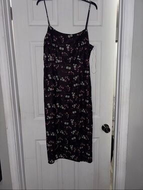 Floral Slip Midi Dress in Black